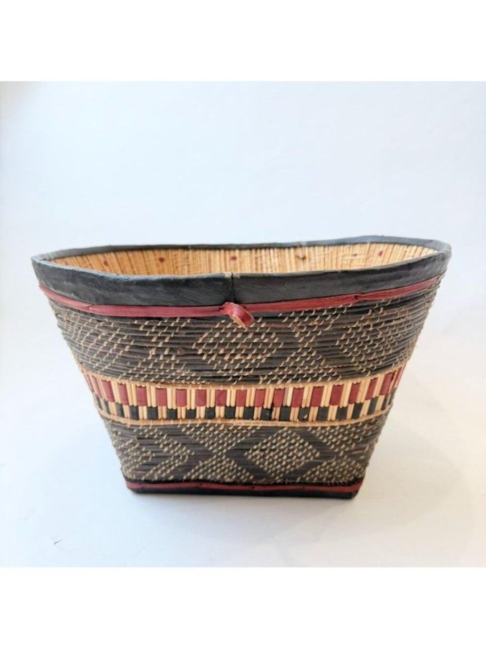 Vintage Burkina Faso Handwoven Wedding African Decorative Storage Basket